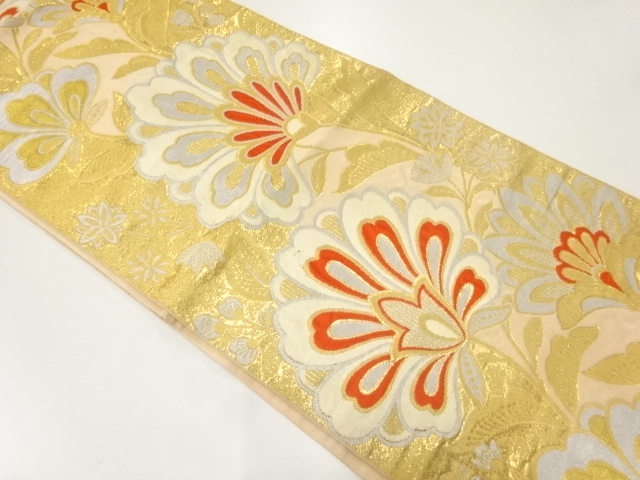 JAPANESE KIMONO / ANTIQUE FUKURO OBI / SILK / WOVEN FLORAL SARASA